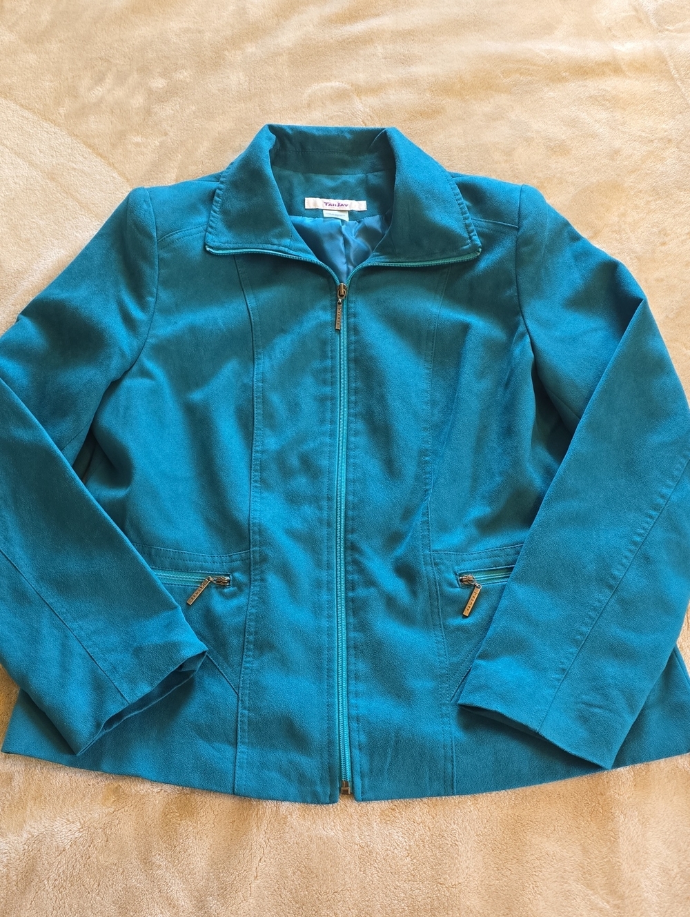 TanJay Teal Zip-Front Jean Jacket for Women's